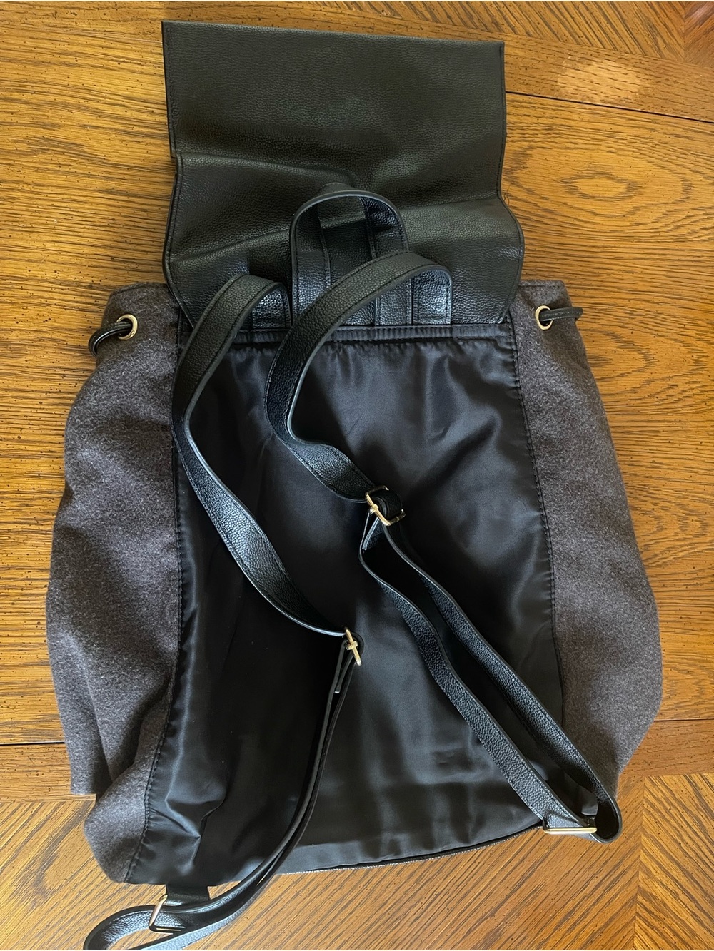 a new day Black Wool-Texture Drawstring Backpack - Picture 4 of 5